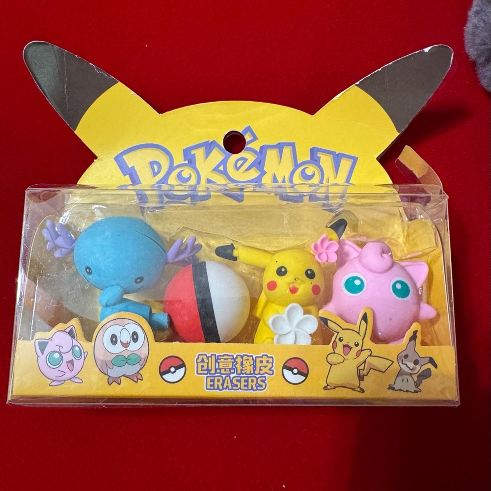 Pokemon Colorful Character Erasers Set